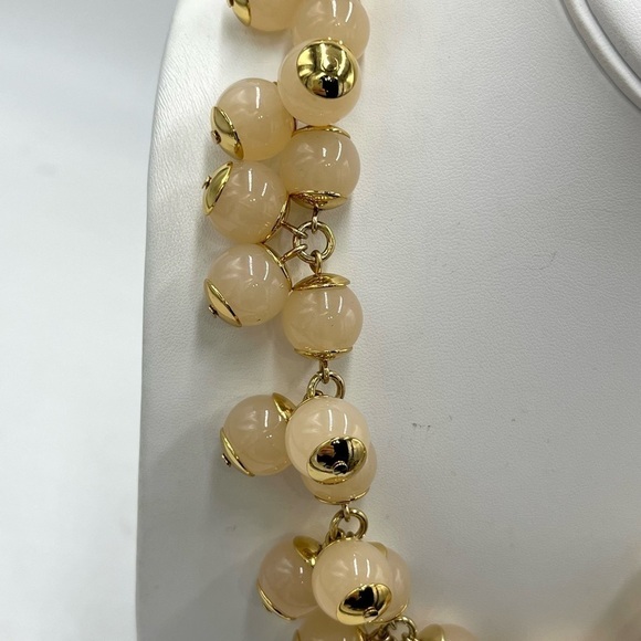 J. Crew Peach Faux Pearl Bauble Statement Gold Tone Necklace - Picture 5 of 13
